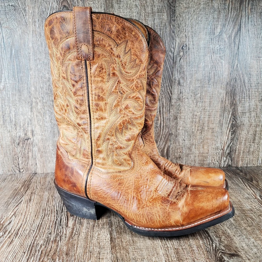 Laredo Bryce Men's Size 9.5 D Brown Distressed Leather Cowboy Boots 68442